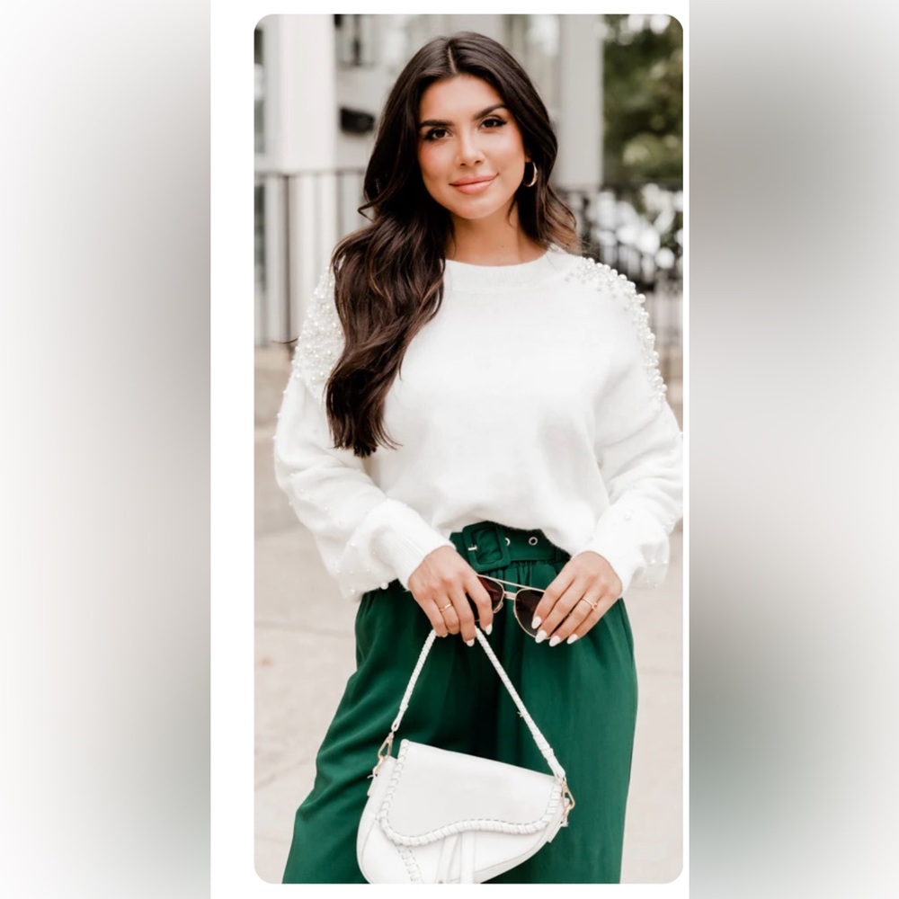 The Story Of Us White Pearl Detail Sweater